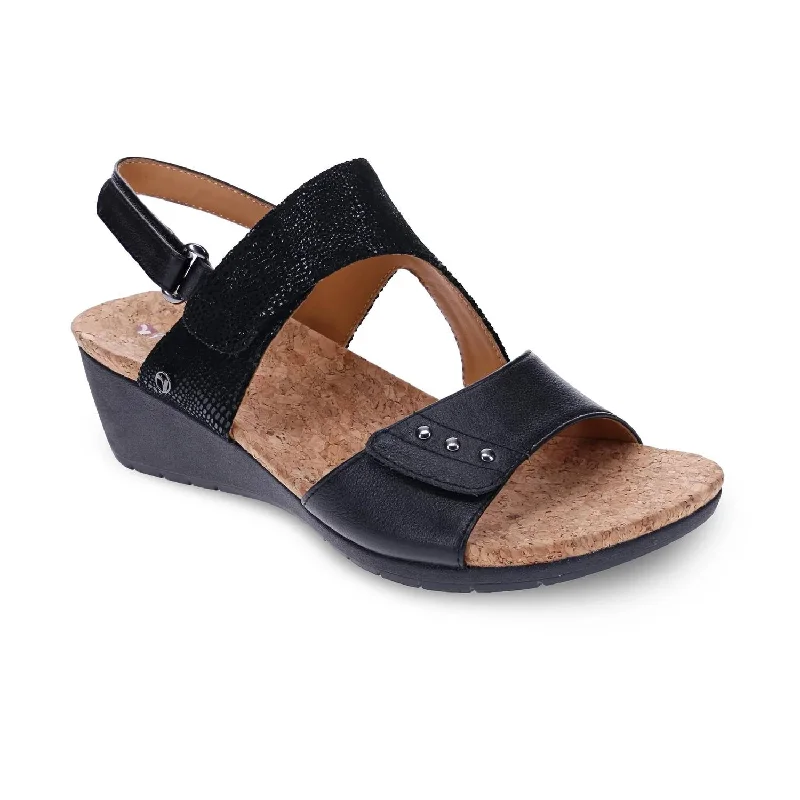 Grenada Sandal - Medium Width In Black Loose - Fit Slipper Style  