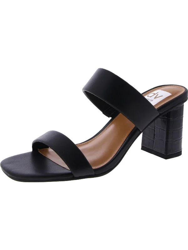 Hannalia Womens Faux Leather Square Toe Block Heel Blue Coast Loafer Aesthetic 