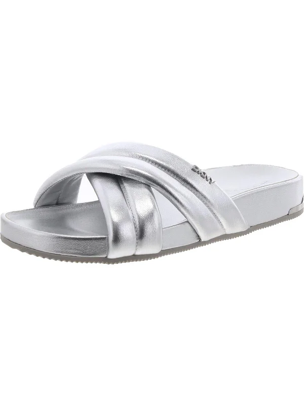 INDRA  Womens Open toe Crisscross Flatform Sandals Loose - Fit Slipper Style  