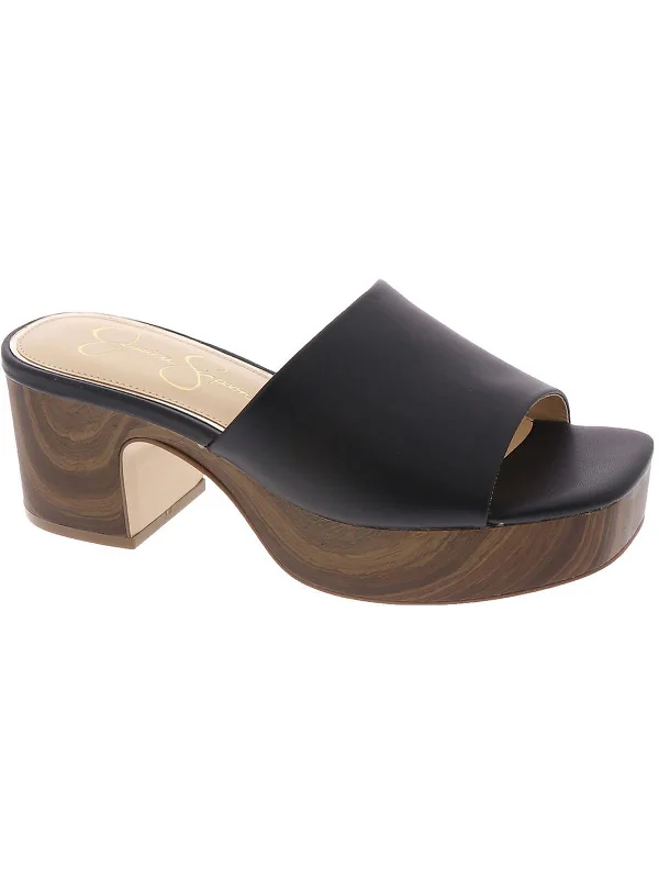 Kalyani Womens Faux Leather Slip-On Platform Sandals Aesthetic  