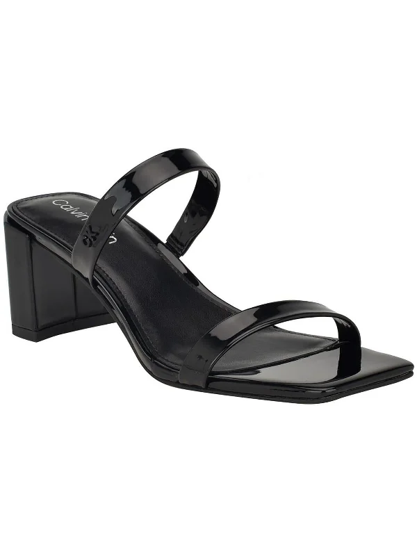 KATER Womens Square Toe Slip On Block Heel Monochromatic Shoe Look  