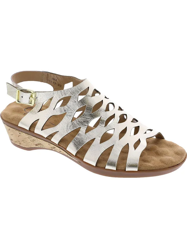 Katia Womens Leather Caged Wedge Sandals Paisley Print Shoe Design  