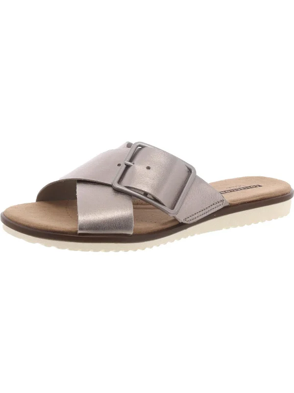 Kele Heather Womens Metallic Crisscross Slide Sandals Retro Basketball Sneaker Design  