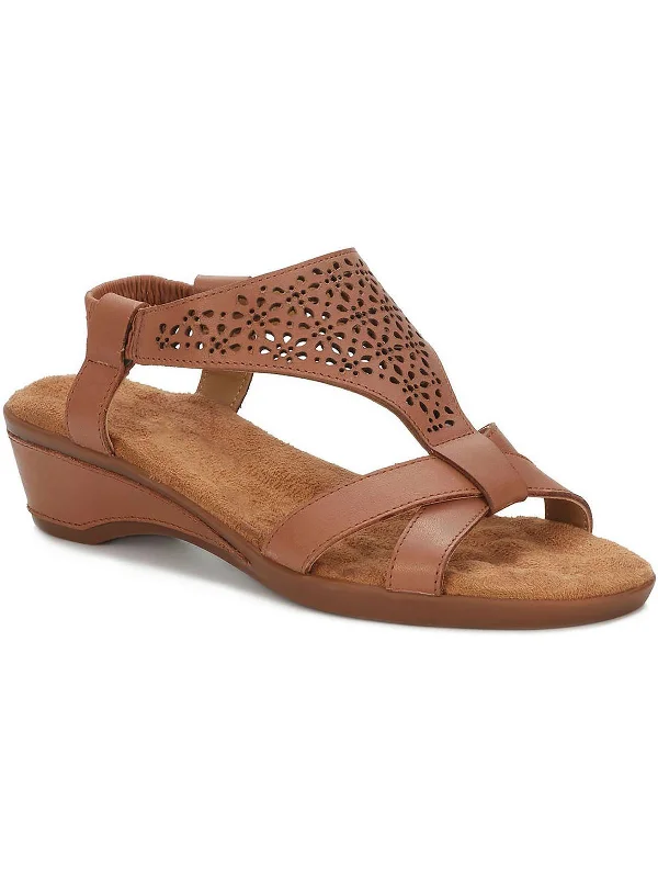 Kitsy Womens Leather T-Strap Slingback Sandals Buckle -