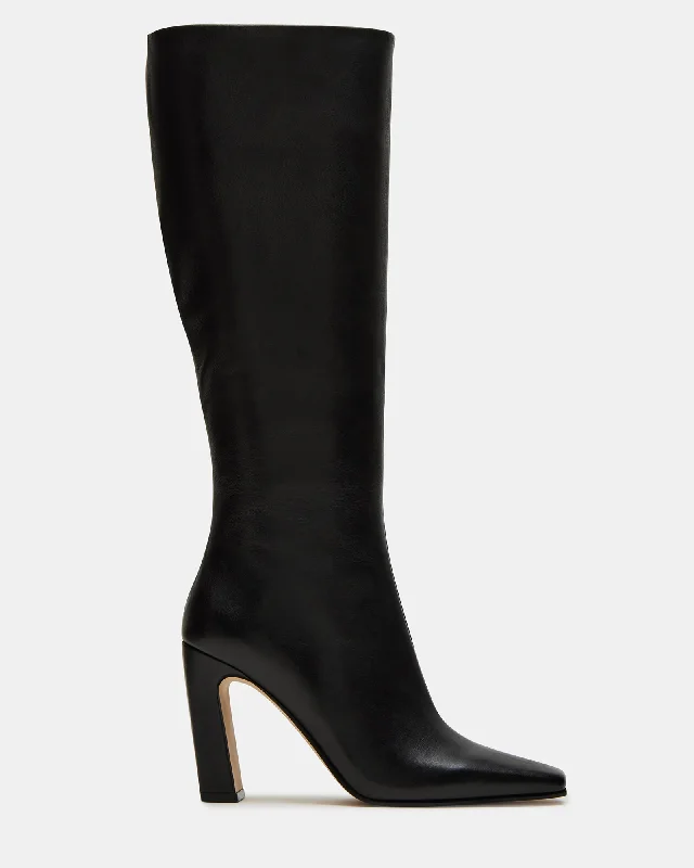 LIZETTE BLACK LEATHER Camouflage Print Boot Style  
