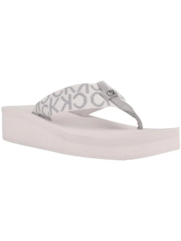 Meena Womens Logo Thong Slide Sandals Ivy League Loafer Look 