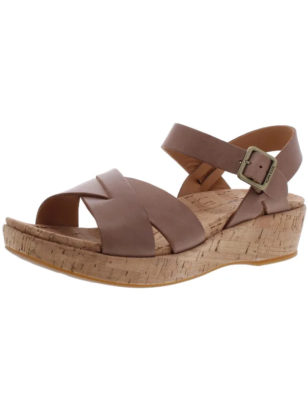 Myrna 2.0 Womens Leather Cork Wedge Sandals Ivy League - Inspired Derby Look 