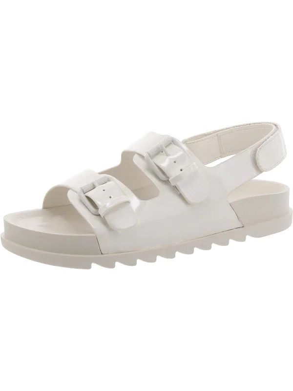 Mystick Womens Patent Ankle Strap Slingback Sandals Slide Sandal Beach Style  
