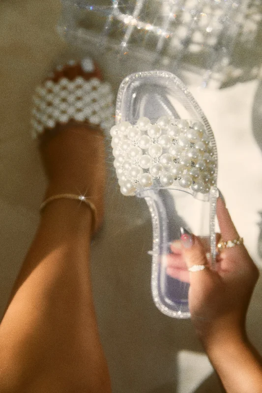 Playa Linda Embellished Jelly Slip On Sandals - Clear Rubber - Sole Plimsoll Look  