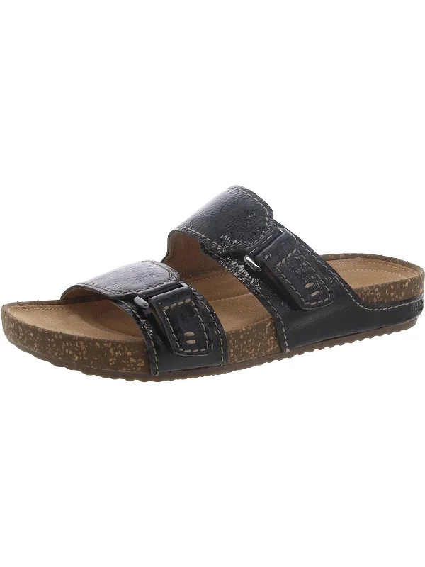 Rosilla Tilton Womens Patent Leather Adjustable Slide Sandals Paisley Print Shoe Design  