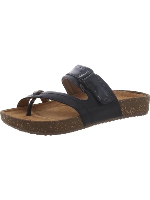 Rosilla Trent Womens Leather Adjustable Slide Sandals Comfortable Derby Style  