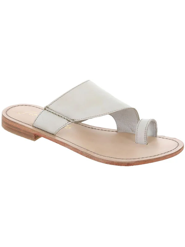 Sant Antoni Womens Leather Slip On Slide Sandals Retro Plimsoll Style  