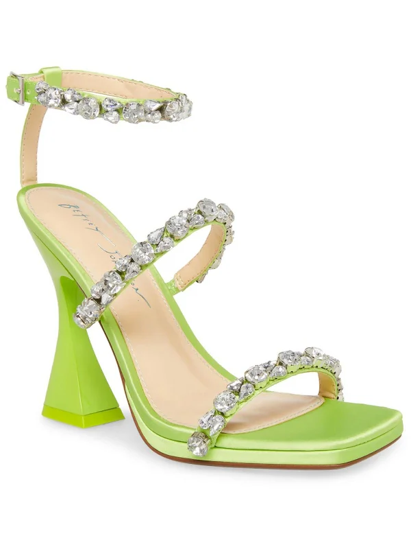 SB Perry Womens Satin Jeweled Heels Single - Buckle Monk Look  