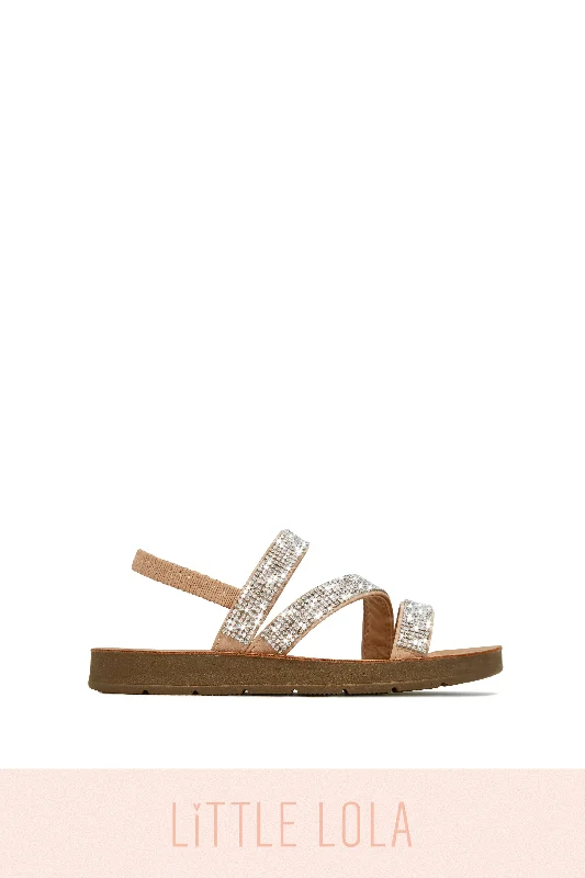 Mini Beach Day Kids Embellished Sandals - Natural Dressy Chelsea Boot Style 
