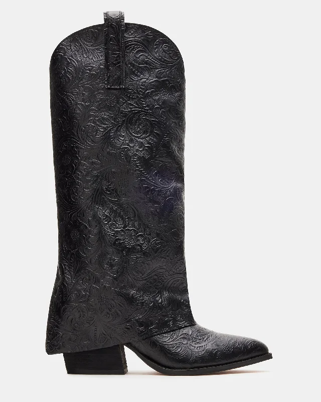 SORVINO EMBOSSED BLACK LEATHER Paisley Print Shoe Design  