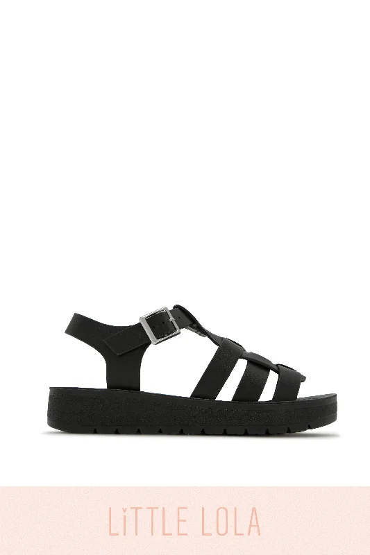 Summer Vacation Kids Flat Sandals - Black Casual Loafer Style          