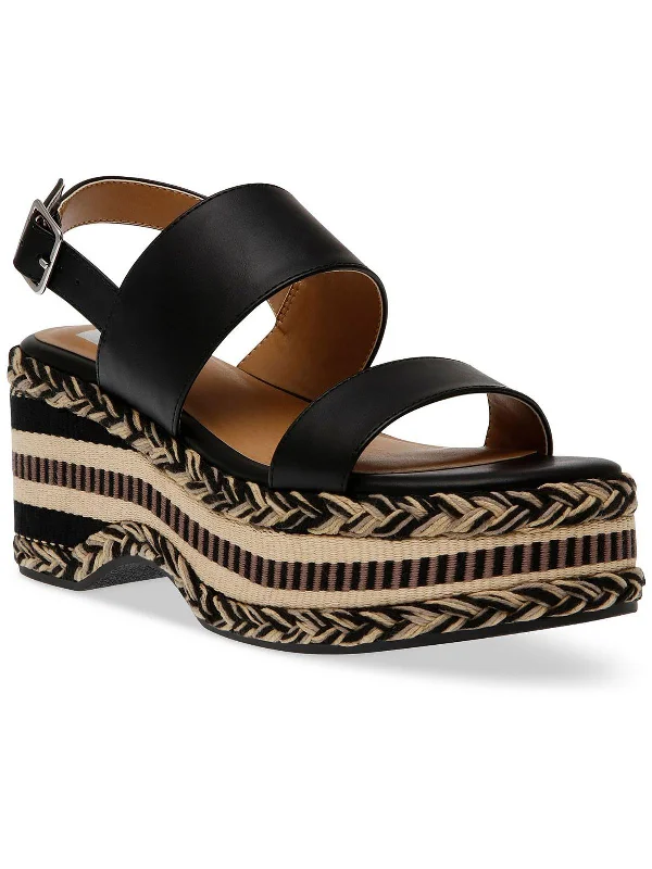 SURREY Womens Faux Leather Open toe Wedge Sandals Neon - Accent Sneaker Look  