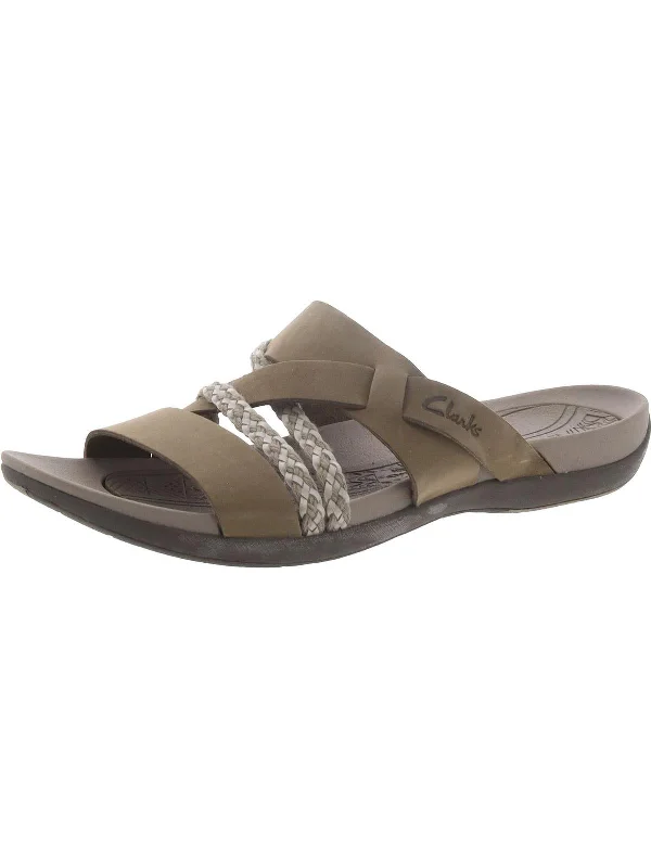 Tealite Slide Womens Casual Slip On Slide Sandals Distressed Leather Shoe Style  