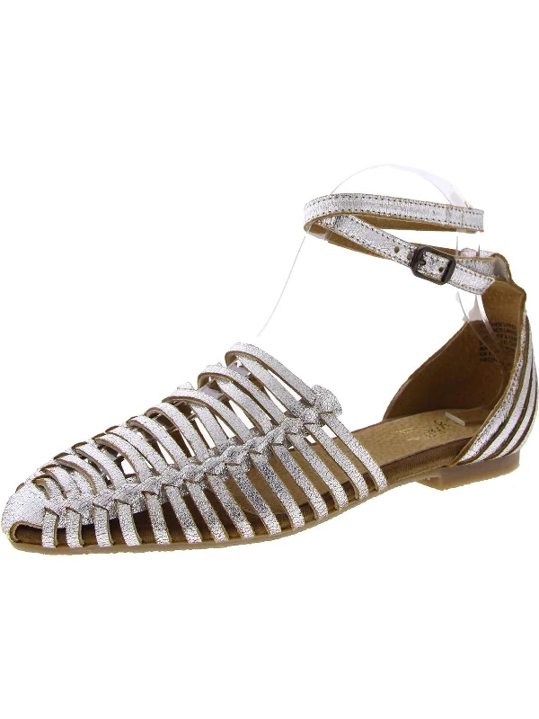 Trinket Womens Leather Caged Huarache Sandals Loose - Fit Slipper Style  