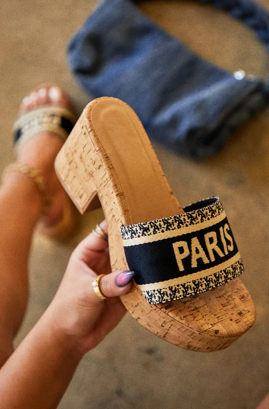 Trips With You Platform Block Heel Mules - Navy Inflatable Shoe Look 
