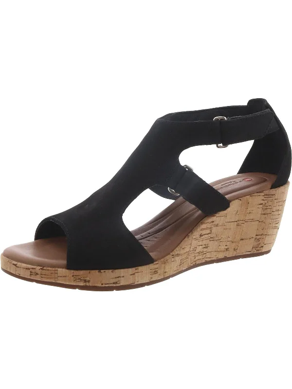 Un Plaza Strap Womens Nubuck Adjustable Wedge Sandals Tailored Oxford Style 