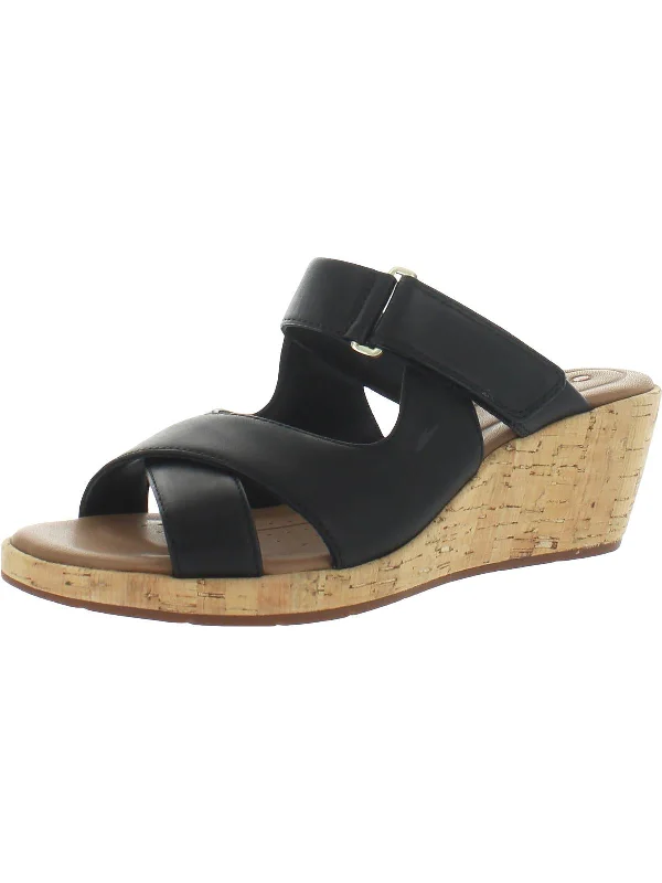 Un Plaza Womens Leather Slip On Slide Sandals Dressy Chelsea Boot Style 