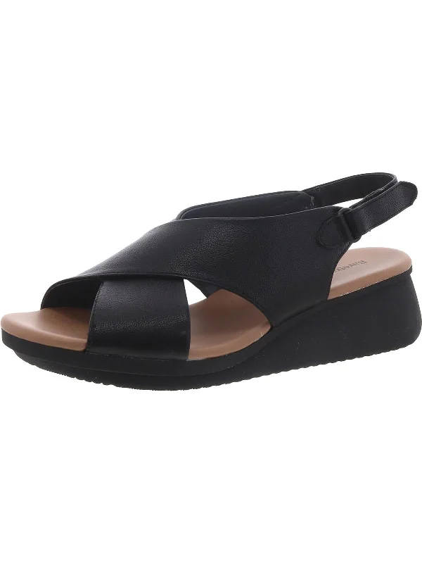 Victoria Womens Faux Leather Criss-Cross Wedge Sandals Patchwork Shoe Aesthetic  