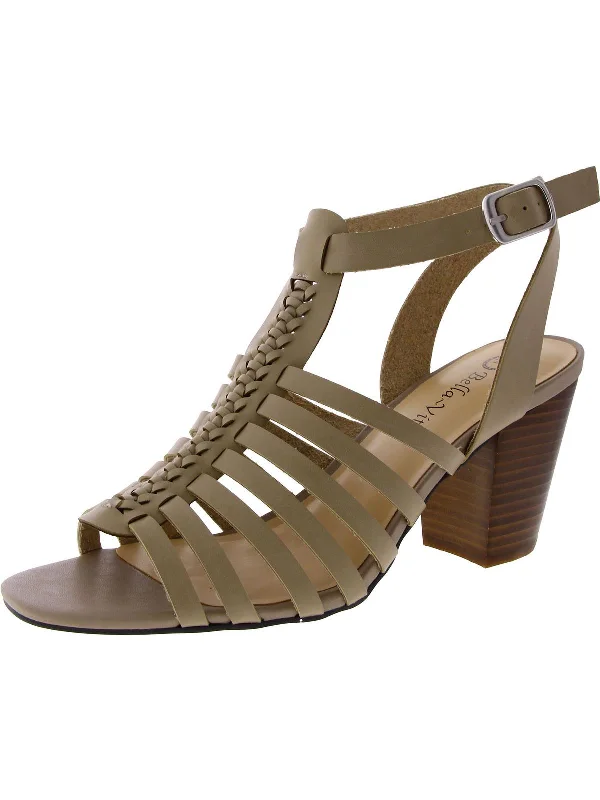 Womens Adjustable Open Toe Block Heel Lightweight Tennis Sneaker Look  