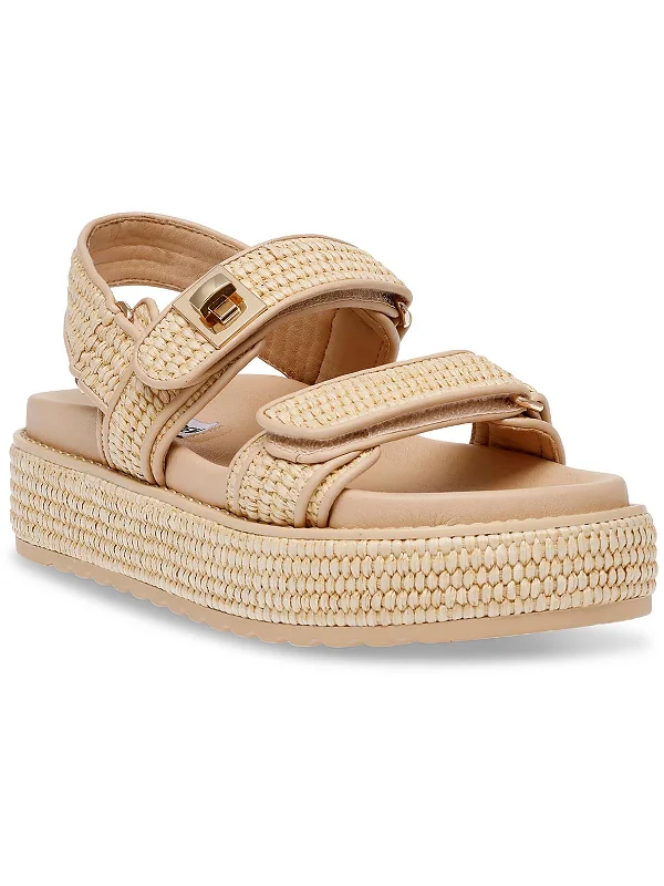 Womens Adjustable Woven Platform Sandals Striped Shoe Style  