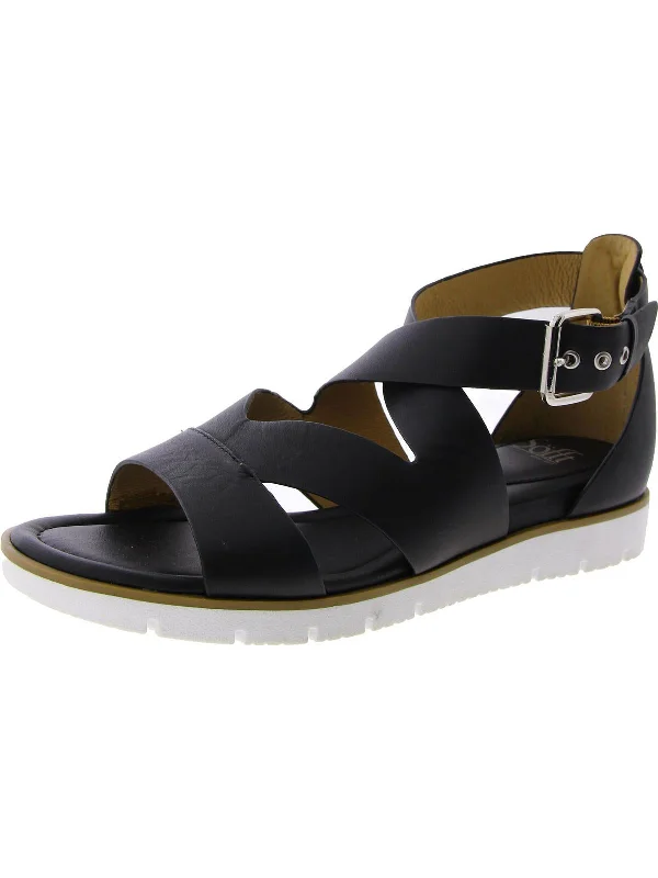 Womens Buckle Strappy Wedge Sandals Single - Buckle Monk Look  