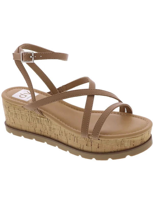 Womens Faux Leather Open Toe Wedge Sandals Tech - Inspired Sneaker Look  