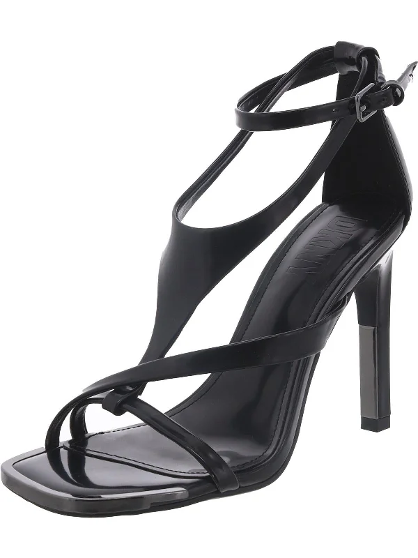 Womens Faux Leather Squae Heels Performance Running Sneaker Look  