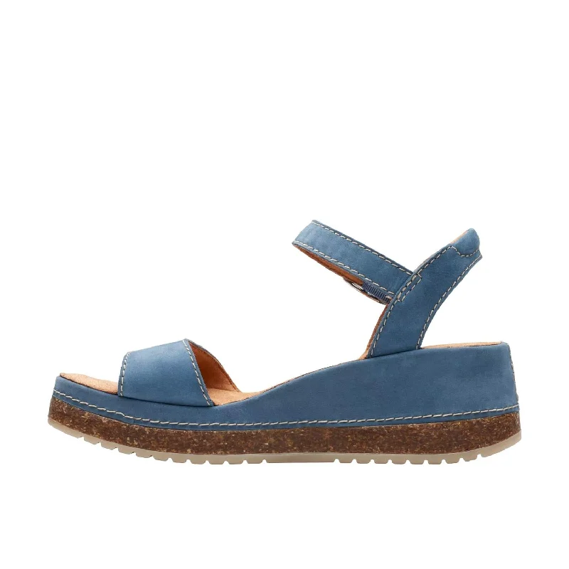 Womens Kassanda Lily Sandals In Blue Nubuck Combat - Inspired Military Boot Look  