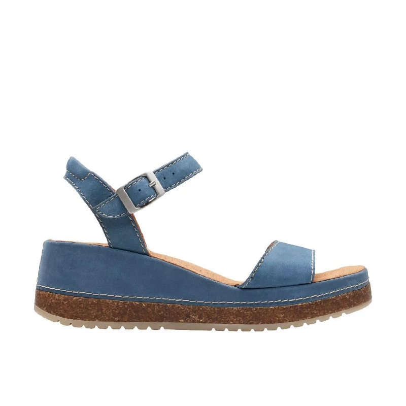 Womens Kassanda Lily Sandals - Wide Width In Blue Nubuck Vintage Oxford Appeal 