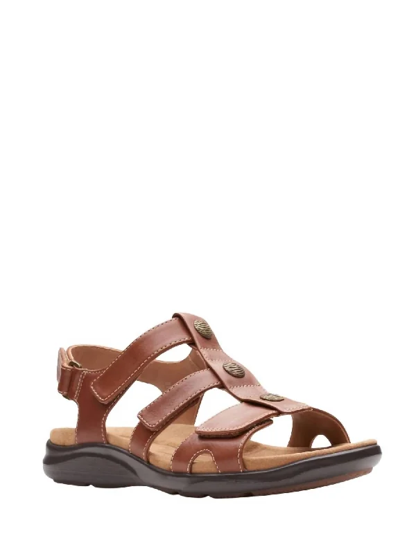 Women's Kylyn Step Sandals In Dark Tan Lightweight Tennis Sneaker Look  
