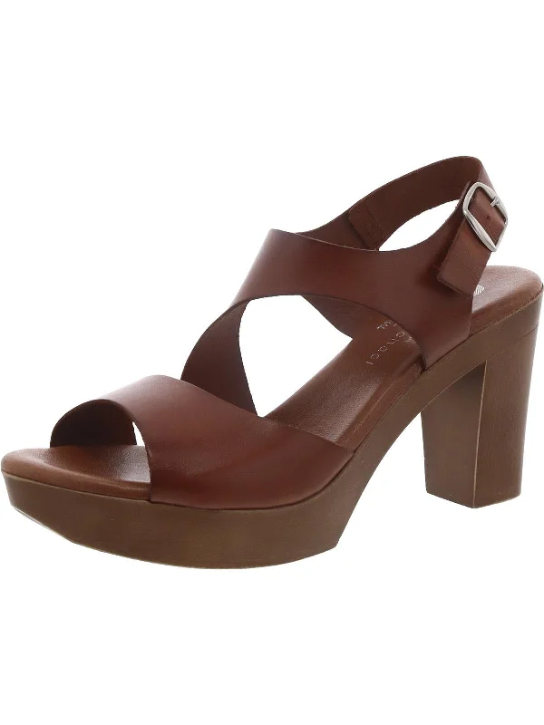 Womens Leather Ankle Strap Heels Performance Running Sneaker Look  
