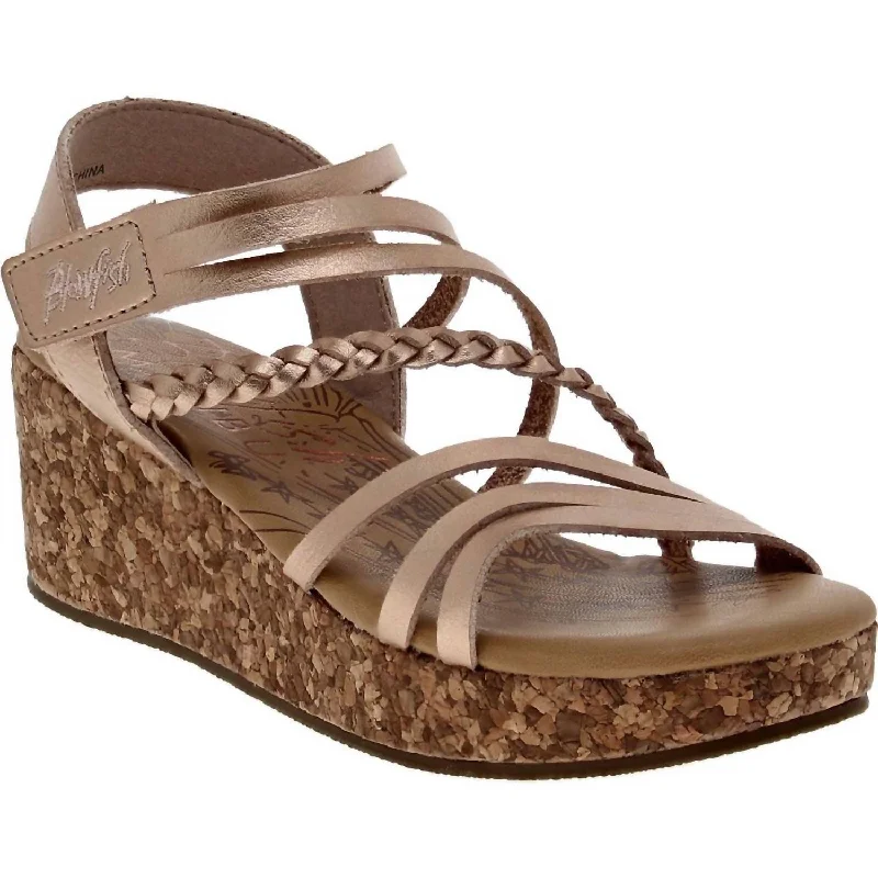 Women's Liddie Sandal In Gold Comfortable Derby Style  