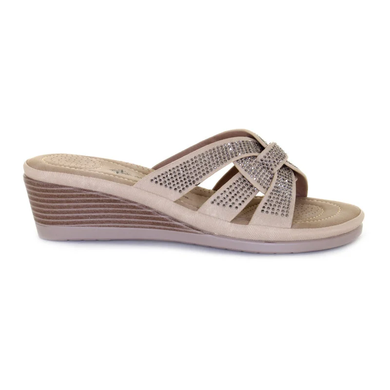 Womens Magenta Wedge Rubber - Sole Plimsoll Look  