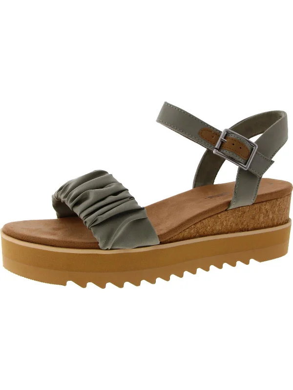 Womens Open Toe Adjustable Wedge Sandals Suede Desert Boot 