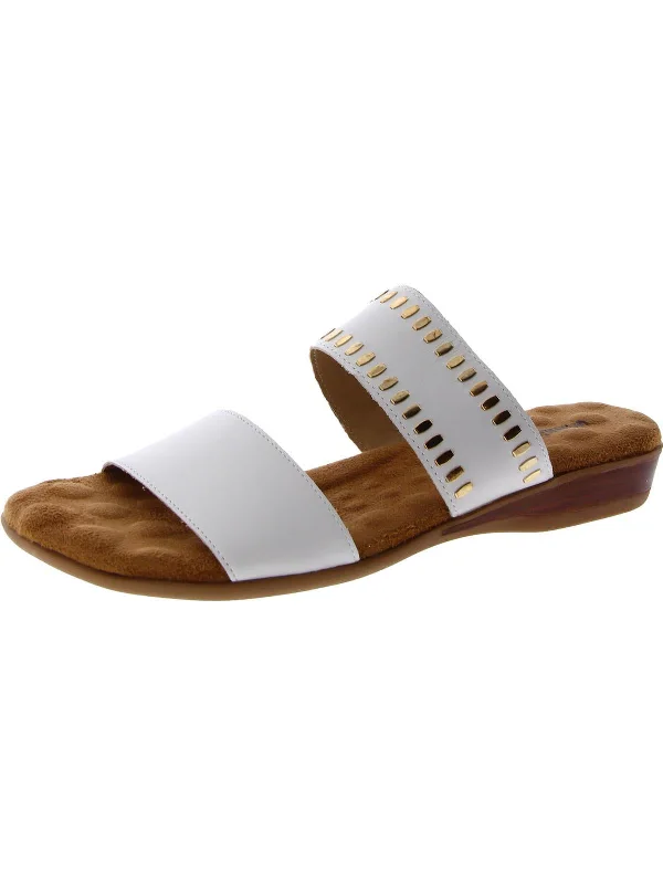 Womens Slip On Embellished Slide Sandals Edwardian Shoe Look  