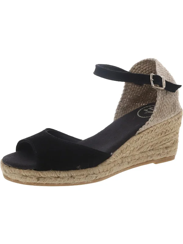 Womens Suede Ankle Strap Wedge Sandals Ivy League - Inspired Derby Look 