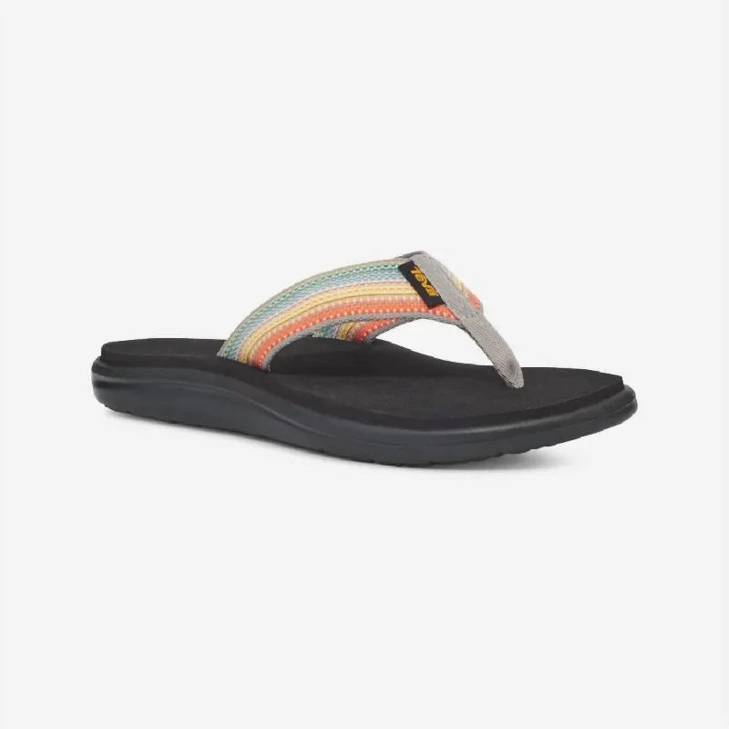 Women's Teva Voya Flip Sandal In Grey Multi Wingtip Oxford Design 