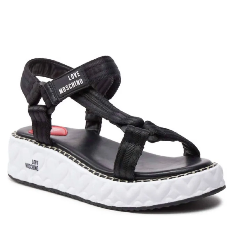 Women's Wedge Sandals In Black Loose - Fit Slipper Style  